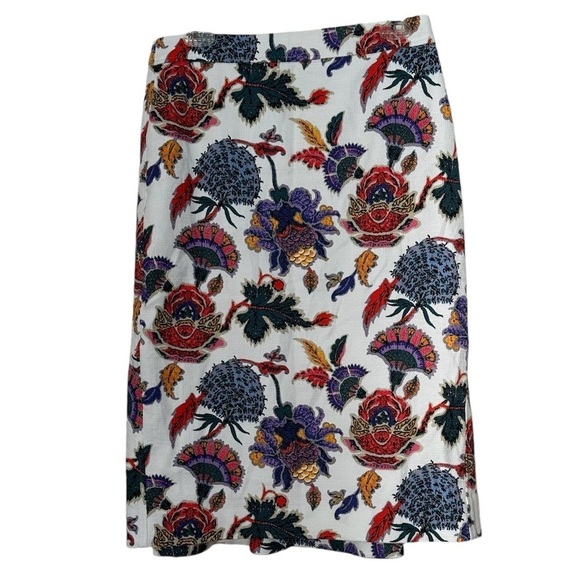 J Crew Skirt Vibrant Floral Feminine Thick Cotton Lined Back Zipper Size 6 - Picture 1 of 12